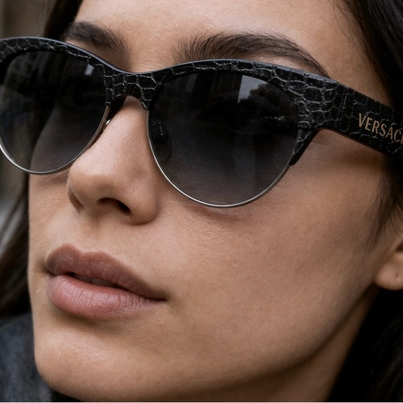 Versace MOD 4222 Cat Eye Sunglasses Black Croc NWOT w Case COA Italy?? main image 16